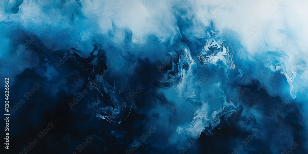 Obraz premium Abstract blue watercolor background with blurred dark blue and white colors