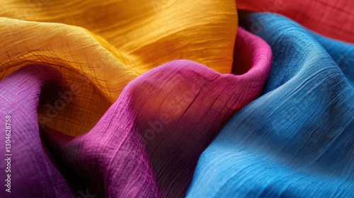 Colorful silk fabric draped in elegant folds