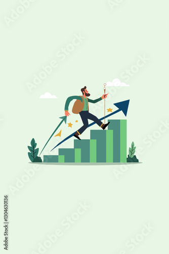 Investor Riding Percentage Symbol on Financial Graph, Depicting Higher Returns