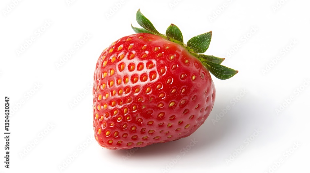 Single red strawberry on white background, isolated, food ingredient for recipes or healthy eating Single red strawberry on white background, isolated, food ingredient for recipes or healthy eating