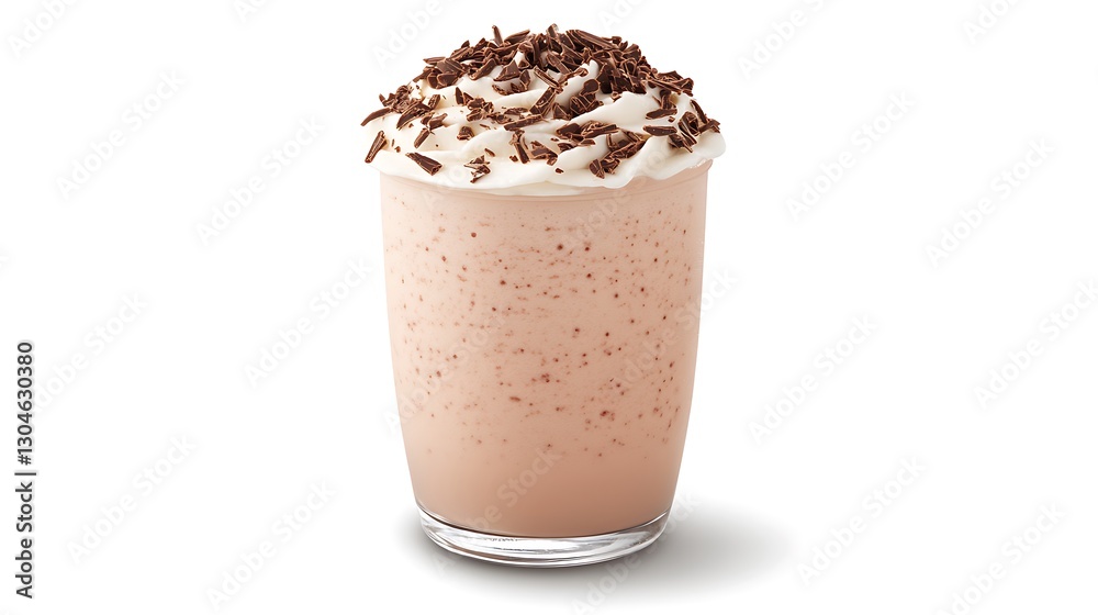 Chocolate shake drink with whipped cream on a table, plain background, dessert concept for menu Chocolate shake drink with whipped cream on a table, plain background, dessert concept for menu