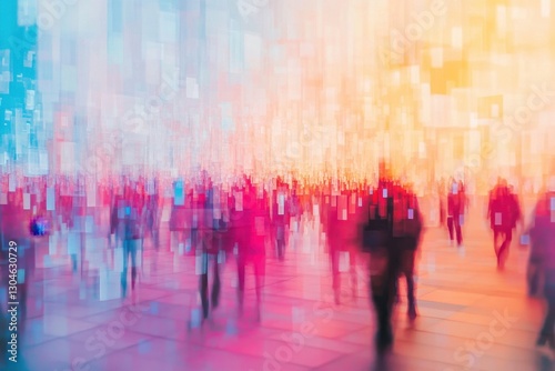 Bright, airy abstract image depicting data moving through a population