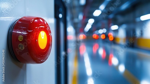 Fire warning systems designed to prevent risks in industrial settings, fire alarm warning prevention, focus on robust safety Copy space, commercial use