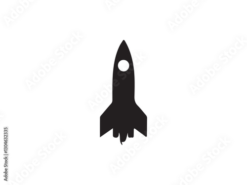rocket isolated on white,SimpleA bold, black silhouette of a rocket ship positioned against a plain white backdrop. black rocket silhouette against a white background.