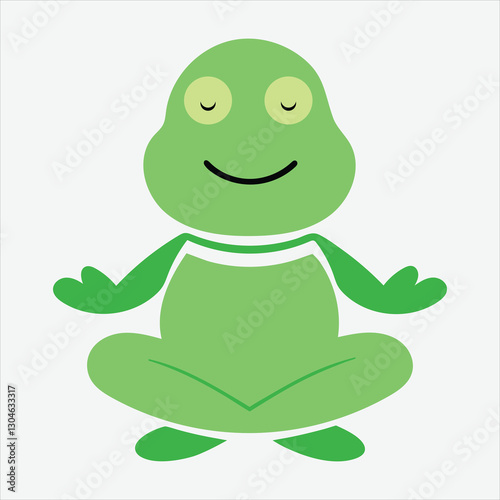 Zen Frog Character Mascot yoga logo vector, Yoga, meditation logo,yoga studio icon concept. Meditating frog logo Vector and Frog graphic icon