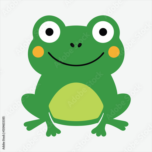 Frog graphic icon A cute funny smiling frog isolated on white background