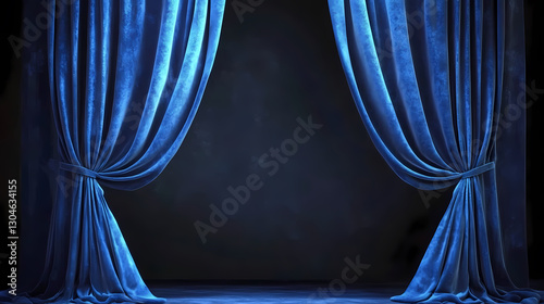 Opened Blue Curtains with Elegant Feel