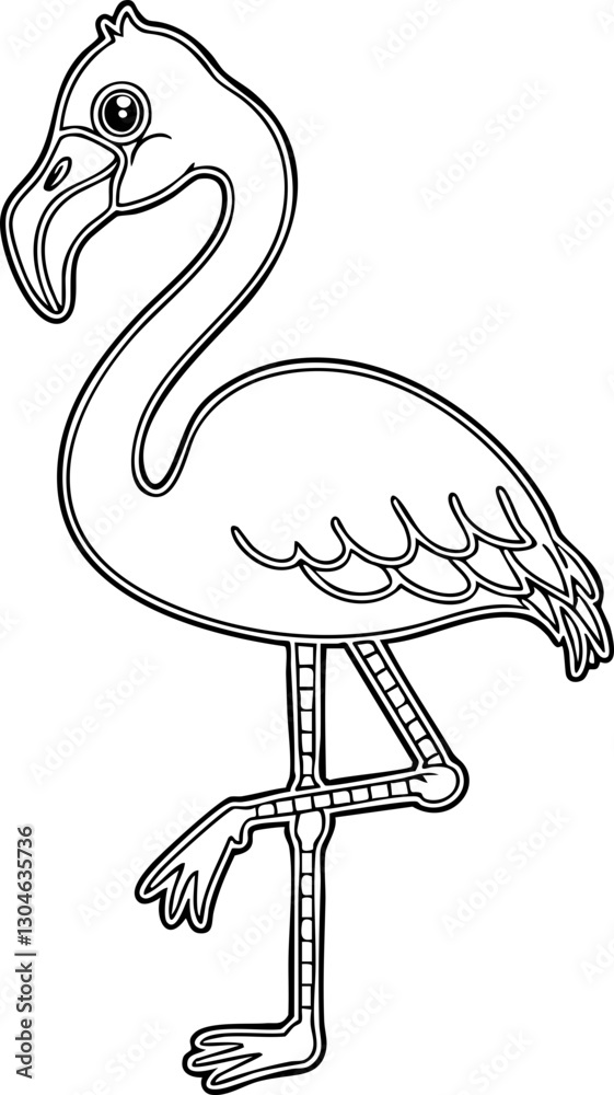 Obraz premium Stylized Vector Outline of a Flamingo with Artistic Skeleton Design for Creative Projects