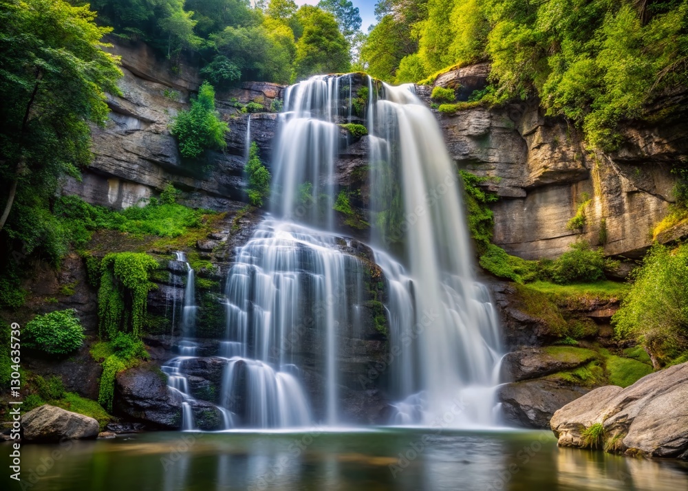 Fototapeta premium Majestic 200-Foot Waterfall Cascade in Great Smoky Mountains National Park
