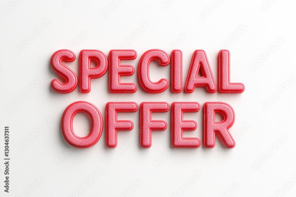 Bright red letters spelling special offer create an eye-catching display for a promotional event or sale at a retail store Bright red letters spelling special offer create an eye-catching display for a promotional event or sale at a retail store