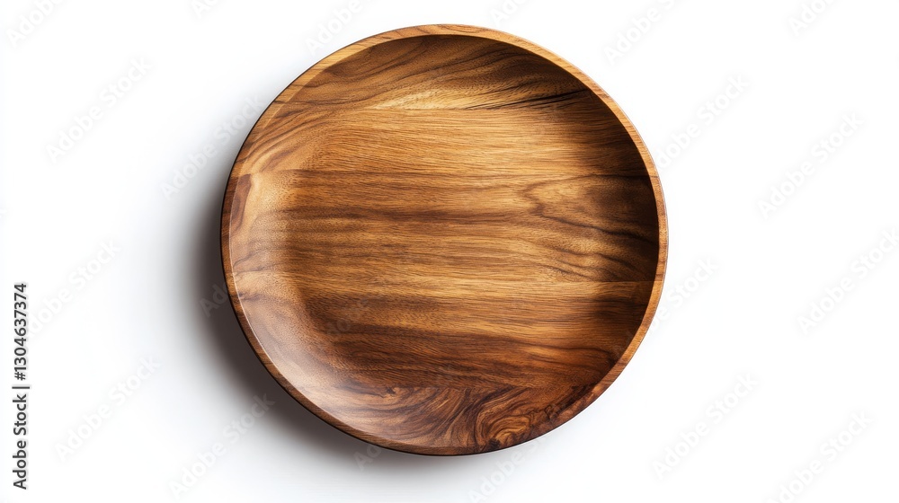 Artisanal wooden dining plate aerial view, rich natural timber grains, smooth sanded surface, subtle raised edge detail, warm earthy brown colors, pristine white background, soft diffused lighting, Artisanal wooden dining plate aerial view, rich natural timber grains, smooth sanded surface, subtle raised edge detail, warm earthy brown colors, pristine white background, soft diffused lighting,
