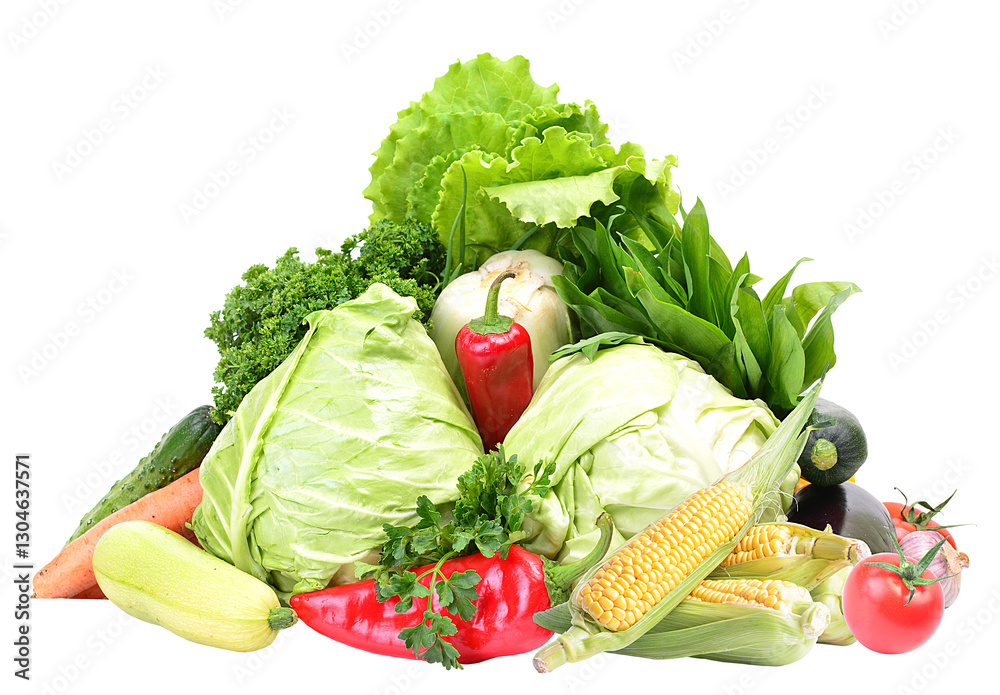 Fresh vegetables isolated on white background