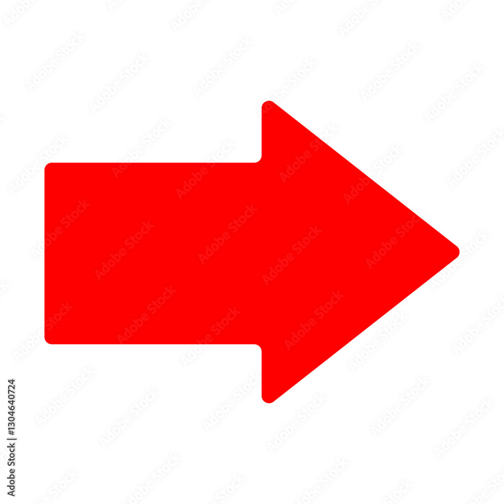 シンプルな赤の矢印のイラスト　アイコン