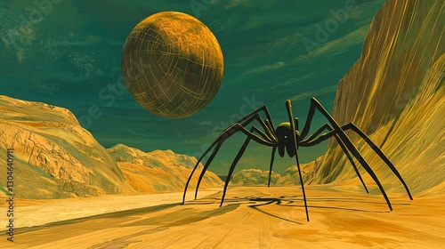 Alien Spider, Planet, Desert Landscape photo