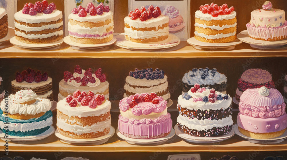 cake in display case	
