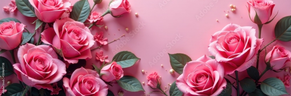 Fototapeta premium Elegant pink rose wedding invitation card design , love, pink, wedding stationery