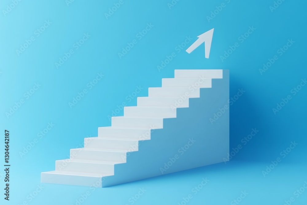 White Steps Upward on Blue Background White Steps Upward on Blue Background
