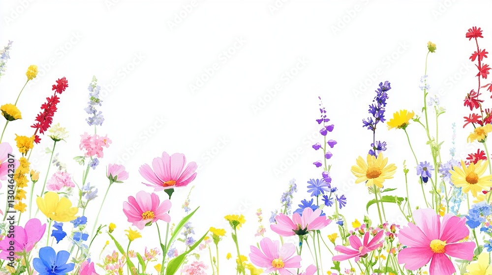 Colorful wildflowers on a white background, clip art for commercial use, mockup template, illustration with copy space
Colorful wildflowers on a white background, clip art for commercial use, mockup template, illustration with copy space
