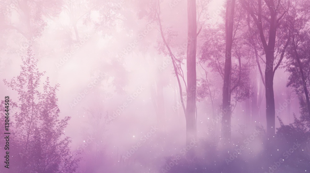 Fototapeta premium Pastel misty forest backdrop with glowing light dreamy atmosphere wallpaper
