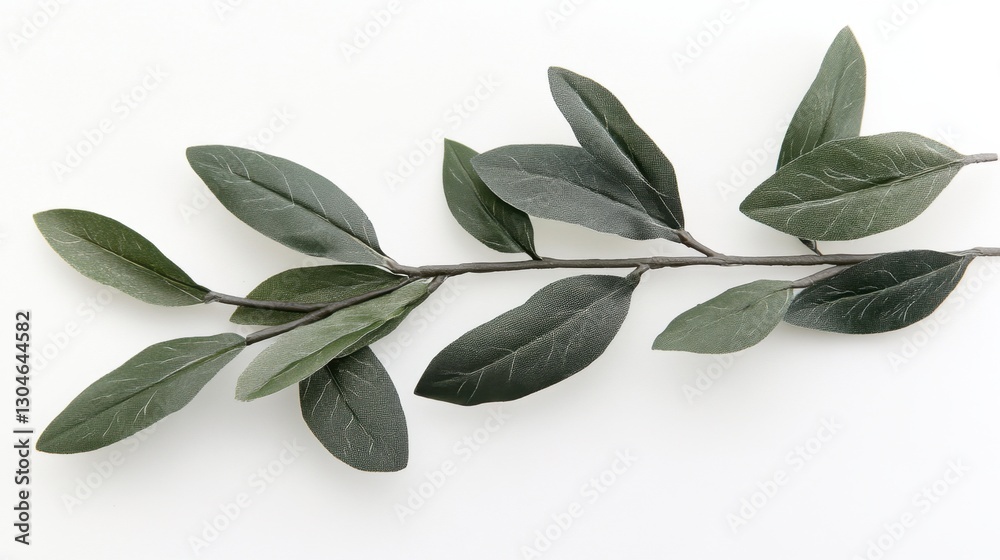 Naklejka premium Elegant olive branch with green leaves on white background studio shot for organic product presentation