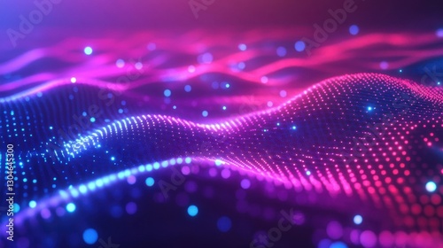 Wallpaper Mural Retro-futuristic backdrop with glowing dots and neon light beams creating dynamic pop-art composition Torontodigital.ca