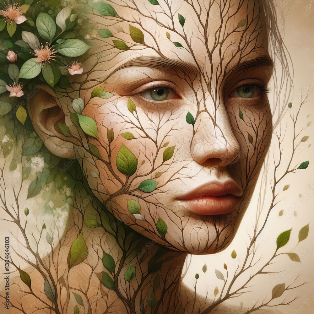 Metaphor of Growth: Portrait with Sprouting Branches Metaphor of Growth: Portrait with Sprouting Branches