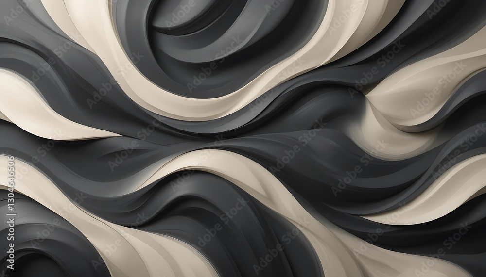 Obraz premium Abstract composition featuring flowing waves of contrasting colors and textures