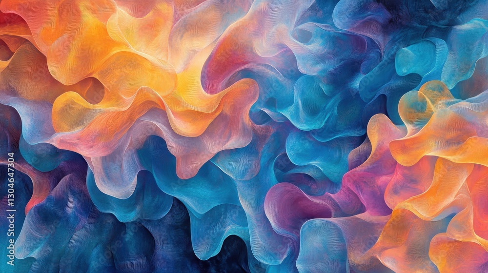 Obraz premium Fluid abstract backdrop with luminous waves in radiant colors creating smooth transitions