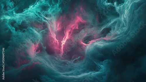 Surreal fluid background with glowing neon currents in cyan and rose creating smooth motion