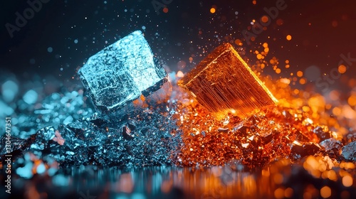 Polished Rare Earth Metal Samples in Laboratory, assorted high-tech metals displayed under bright lab lighting, showcasing innovation and advanced materials in a clean environment