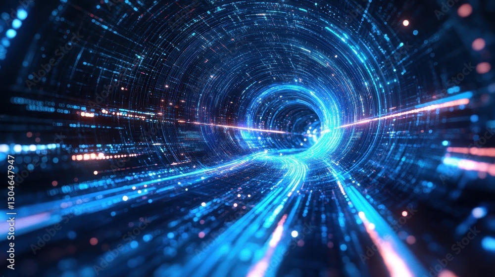 Abstract cyberpunk background with glowing ribbons and fluid motion in deep blue and violet Abstract cyberpunk background with glowing ribbons and fluid motion in deep blue and violet