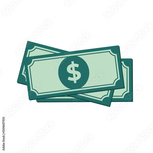 Vector illustration of a stack of dollar bills. Represents financial stability, cash savings, investment, and banking. Ideal for business, finance, and economic concepts.