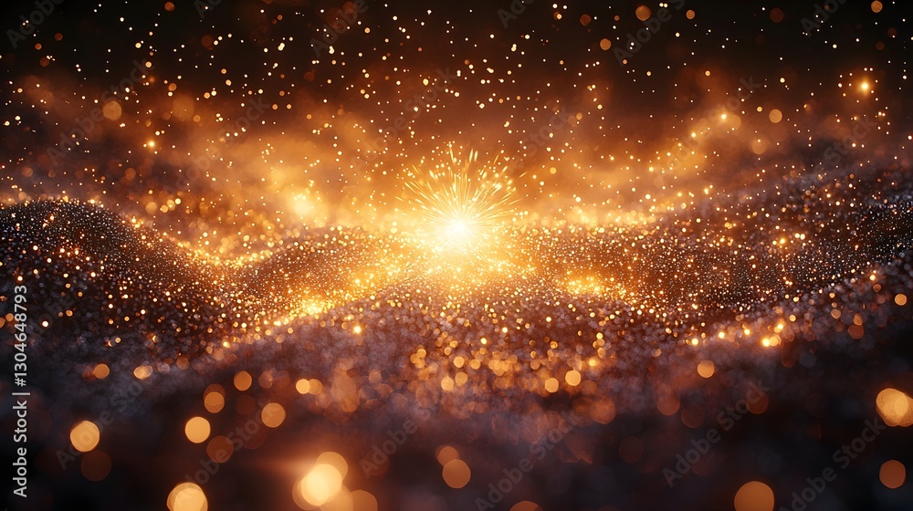 Obraz premium Glowing Starburst Firework Fills the Sky with Fiery Radiant Illumination Independence Day Ceremonial Concept