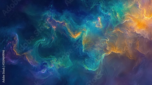 Deep space background with glowing electric blue nebulas and cosmic energy flow