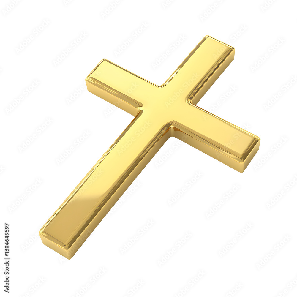 Obraz premium Golden cross isolated on white or transparent background