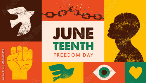 Juneteenth freedom day. A celebration of American history, African American Independence Day design. Poster, banner, card template