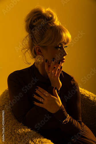Elegant Woman in Golden Light with Jewelry