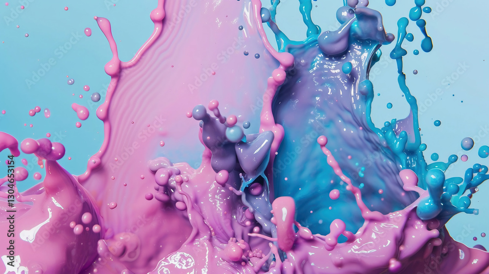 Fototapeta premium Abstract Bright Background with Liquid Silky Colors, Purple, White