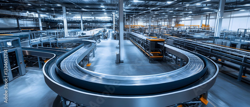 Modern food processing facility with automated conveyor systems  -
