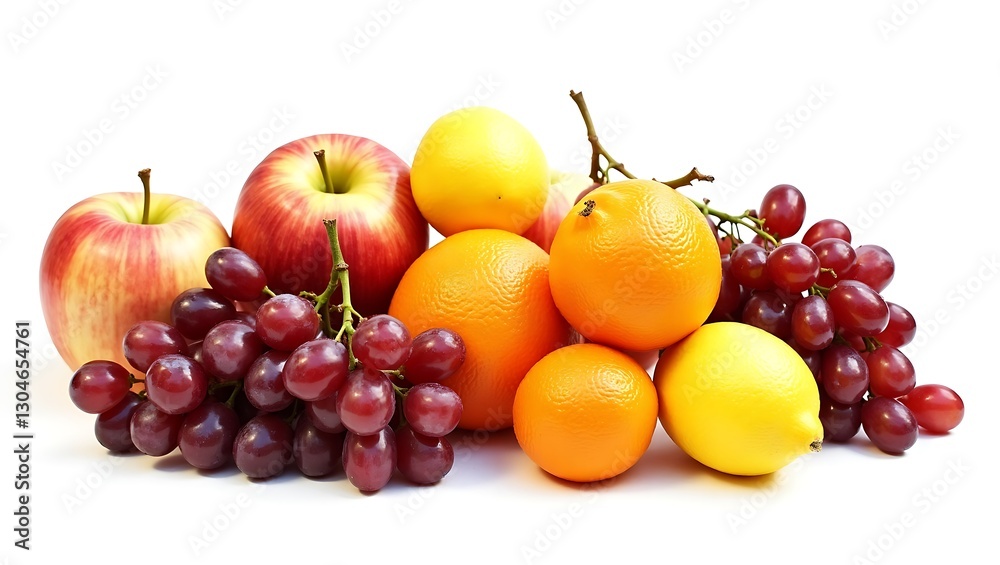 Vibrant fruits set against a clean and isolated white backdrop Vibrant fruits set against a clean and isolated white backdrop