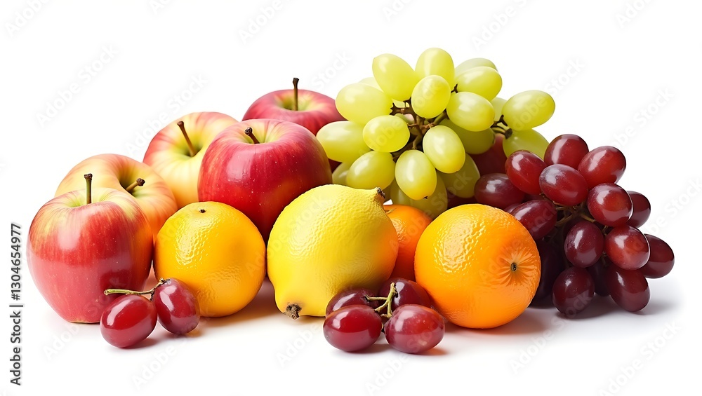 Vibrant fruits set against a clean and isolated white backdrop Vibrant fruits set against a clean and isolated white backdrop