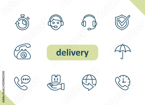 Delivery icons. Logistics, transportation, shipping vector icon set