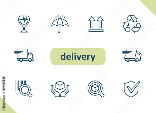 Delivery icons. Logistics, shipping, transportation vector icon set