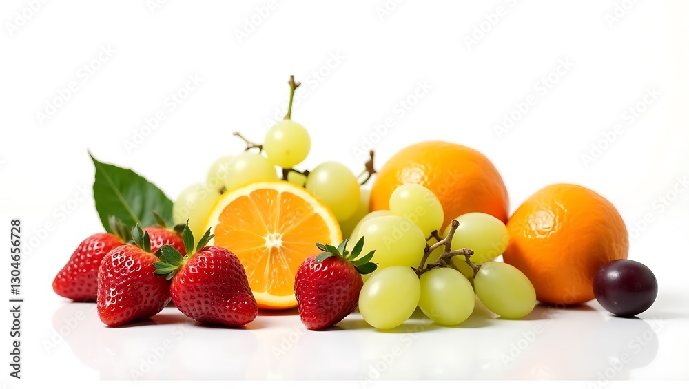 Vibrant fruits set against a clean and isolated white backdrop Vibrant fruits set against a clean and isolated white backdrop