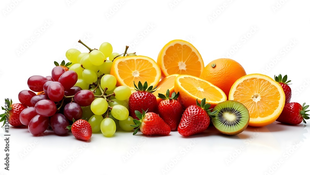 Vibrant fruits set against a clean and isolated white backdrop Vibrant fruits set against a clean and isolated white backdrop