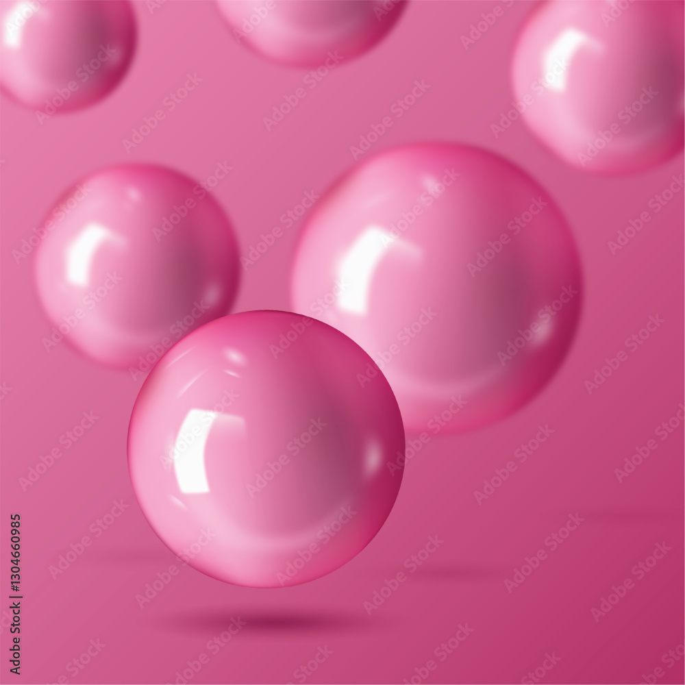 Floating Pink Glossy Balls - Vector Illustration Floating Pink Glossy Balls - Vector Illustration