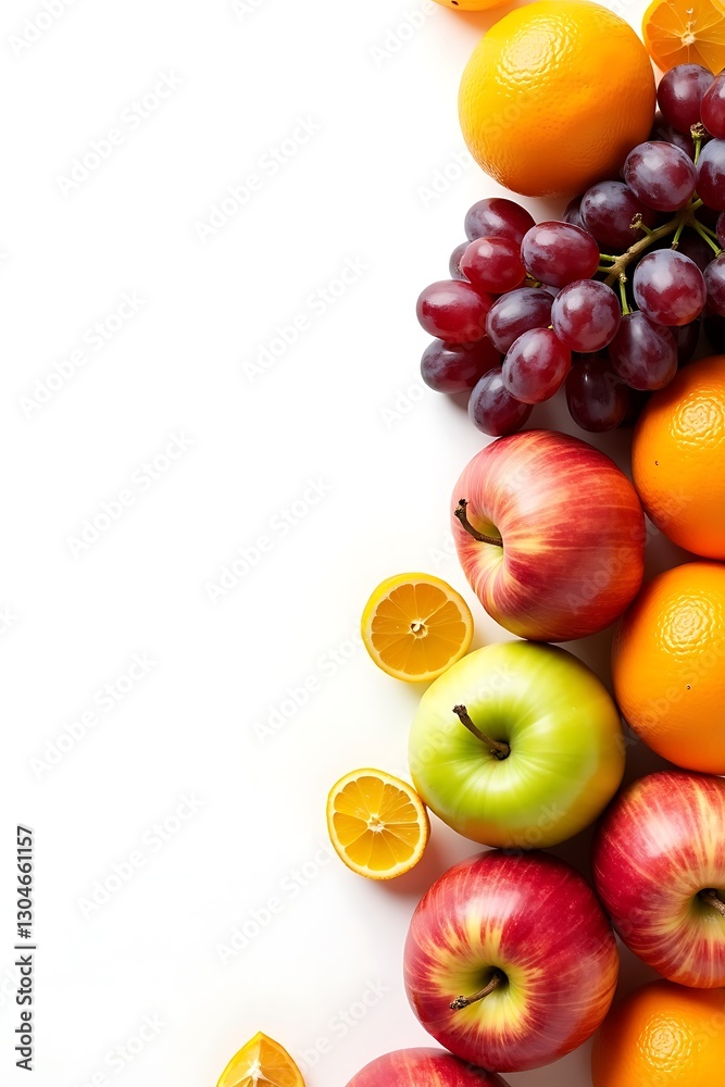 Vibrant fruits set against a clean and isolated white backdrop Vibrant fruits set against a clean and isolated white backdrop