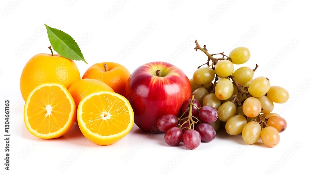 Vibrant fruits set against a clean and isolated white backdrop Vibrant fruits set against a clean and isolated white backdrop