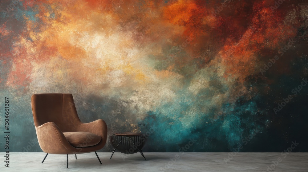 Εκτύπωση καμβά A luxurious oil painting wallpaper with earthy tones blending seamlessly and sub