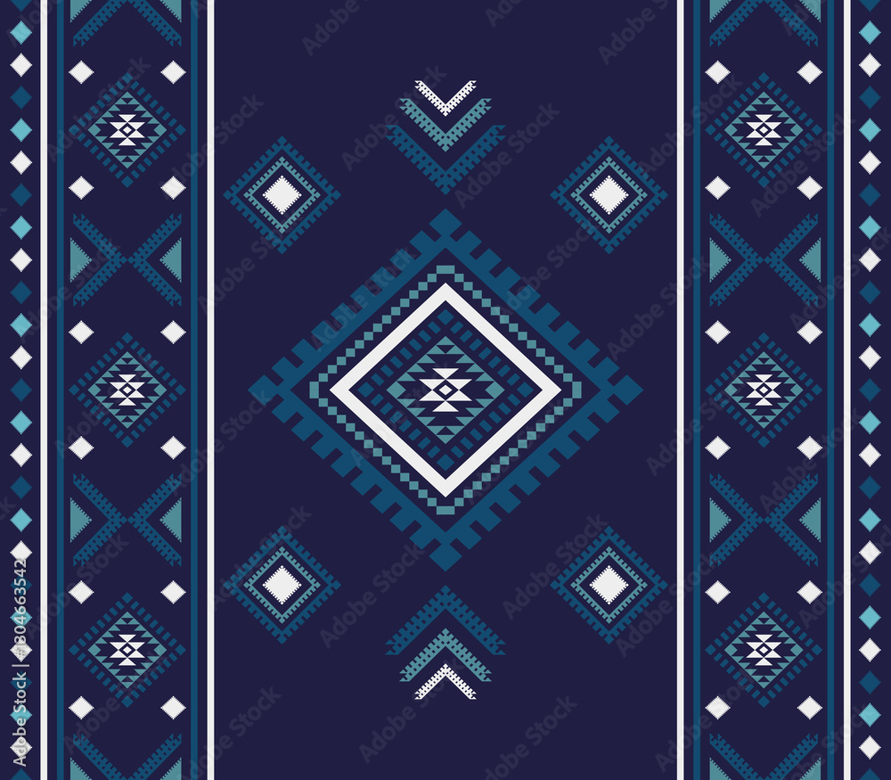 Fototapeta premium Southwest Aztec geometric Native American Mexican Navajo tribal ethnic boho indian texture ornament seamless pattern fabric colorful design vector for woven textile printing blanket rug carpet fashion